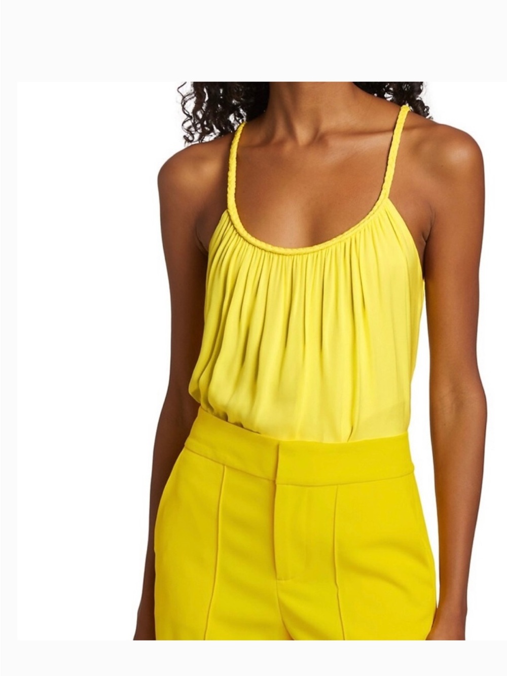 Alice + Olivia Lyra Yellow Braided-Strap Camisole